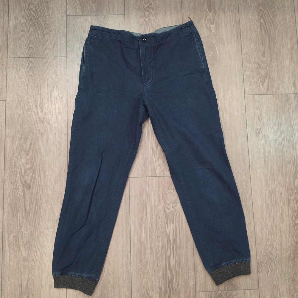 Wallace & Barnes Indigo Blue Cotton Denim Joggers Mens 32 Elastic Cuff Pants